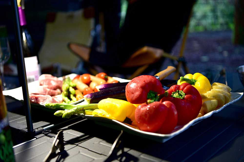 camp food vegetables on the table